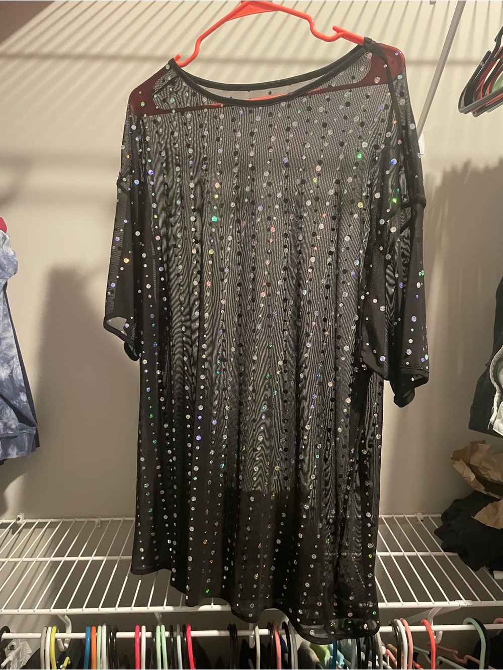 Black Sequin Mesh Dress - Women's Party Dress